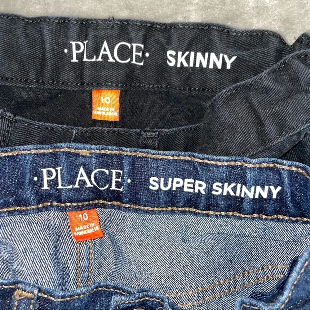 The Children's Place Kids Skinny Jeans Bundle 2 Pairs Black Blue Size 10 Boy